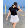 image:imageStelle Womens Cotton TShirts Crewneck Short Sleeve Basic Tees Summer Casual Solid Crop TopsBlack