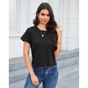 image:imageStelle Womens Cotton TShirts Crewneck Short Sleeve Basic Tees Summer Casual Solid Crop TopsBlack