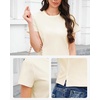 image:imageStelle Womens Cotton TShirts Crewneck Short Sleeve Basic Tees Summer Casual Solid Crop TopsCreme