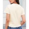 image:imageStelle Womens Cotton TShirts Crewneck Short Sleeve Basic Tees Summer Casual Solid Crop TopsCreme