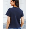 image:imageStelle Womens Cotton TShirts Crewneck Short Sleeve Basic Tees Summer Casual Solid Crop TopsNavy