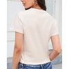 image:imageStelle Womens Cotton TShirts Crewneck Short Sleeve Basic Tees Summer Casual Solid Crop TopsWhite Beige
