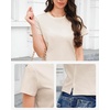 image:imageStelle Womens Cotton TShirts Crewneck Short Sleeve Basic Tees Summer Casual Solid Crop TopsWhite Beige