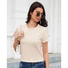 image:imageStelle Womens Cotton TShirts Crewneck Short Sleeve Basic Tees Summer Casual Solid Crop TopsWhite Beige