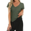 image:imageStelle Womens Modal Soft T Shirts Short Sleeve V Neck Basic Tee Casual Loose Fit Tops Lightweight Soft Summer Outfits ClothesArmy Green