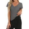 image:imageStelle Womens Modal Soft T Shirts Short Sleeve V Neck Basic Tee Casual Loose Fit Tops Lightweight Soft Summer Outfits ClothesDark Grey