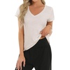 image:imageStelle Womens Modal Soft T Shirts Short Sleeve V Neck Basic Tee Casual Loose Fit Tops Lightweight Soft Summer Outfits ClothesOat Milk