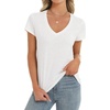 image:imageStelle Womens Modal Soft T Shirts Short Sleeve V Neck Basic Tee Casual Loose Fit Tops Lightweight Soft Summer Outfits ClothesOffwhite