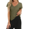 image:imageStelle Womens Modal Soft T Shirts Short Sleeve V Neck Basic Tee Casual Loose Fit Tops Lightweight Soft Summer Outfits ClothesOlive Green