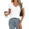 image:imageStelle Womens Modal Soft T Shirts Short Sleeve V Neck Basic Tee Casual Loose Fit Tops Lightweight Soft Summer Outfits ClothesWhite
