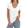 image:imageStelle Womens Modal Soft T Shirts Short Sleeve V Neck Basic Tee Casual Loose Fit Tops Lightweight Soft Summer Outfits ClothesWhite