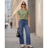 image:imageStelle Womens Short Sleeve Crewneck TShirts Cotton Basic Tees Summer Casual Solid Crop TopsGray Sage