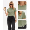 image:imageStelle Womens Short Sleeve Crewneck TShirts Cotton Basic Tees Summer Casual Solid Crop TopsGray Sage