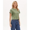 image:imageStelle Womens Short Sleeve Crewneck TShirts Cotton Basic Tees Summer Casual Solid Crop TopsGray Sage