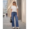 image:imageStelle Womens Short Sleeve Crewneck TShirts Cotton Basic Tees Summer Casual Solid Crop TopsWhite
