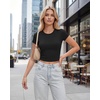 image:imageStelle Womens Short Sleeve Crop Tops Crewneck Basic T Shirts Cute Going Out Baby TeeBlack