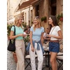 image:imageStelle Womens Short Sleeve Crop Tops Crewneck Basic T Shirts Cute Going Out Baby TeeLight Blue
