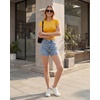 image:imageStelle Womens Short Sleeve Crop Tops Crewneck Basic T Shirts Cute Going Out Baby TeeSun Ray
