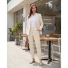 image:imageStelle Womens Work Pants Stretchy 78 Ankle Dress Pants for Women Business Casual Tapered Slacks for Teacher Golf TravelWhite Beige