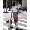 image:imageStelle Womens Workout Crop Top Loose Short Sleeve Shirt Breathable Quick Dry UPF 50 Oversized Boxy Tee for Running AthleticWhite