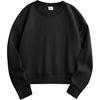image:imageStelle Cropped Sweatshirts for Women Cotton Long Sleeve Crop Tops Crewneck Pullover Oversized SweaterBlack