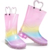 image:imageStelle Kids Rain Boots for Girls Light Up Gitter Boots  Cute Heart Handles NonSlip Outsole Waterproof Flexible Upper Lightweight Outdoor Play Rain Puddle Toddler to Big KidsRainbow