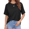 image:imageStelle Non See Through Oversized T Shirts Women Crew Neck Short Sleeve Summer Tops Soft Basic Tee ShirtBlack