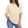image:imageStelle Non See Through Oversized T Shirts Women Crew Neck Short Sleeve Summer Tops Soft Basic Tee ShirtCreme