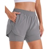 image:imageStelle Women 2 in 1 Running Shorts High Waisted Athletic Shorts Gym Workout Shorts with Liner Zipper PocketsSmoke Grey