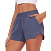 image:imageStelle Womens 3 Running Shorts Mesh Liner High Waisted Workout Shorts Quick Dry Dolphin Athletic Shorts with PocketsGrey Blue