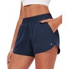 image:imageStelle Womens 3 Running Shorts Mesh Liner High Waisted Workout Shorts Quick Dry Dolphin Athletic Shorts with PocketsNavy