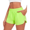 image:imageStelle Womens 3 Running Shorts Mesh Liner High Waisted Workout Shorts Quick Dry Dolphin Athletic Shorts with PocketsNeon Yellow
