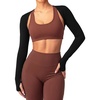 image:imageStelle Womens Athletic Bolero Shrug Long Sleeve Yoga Cover Arm Shoulder Open Front Workout Cardigan with ThumbholesBlack