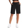 image:imageStelle Womens Cotton Bermuda Shorts 10 Long Knee Length Comfy Sweat Shorts with Deep Pockets Lounge Casual Summer10 Black