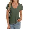 image:imageStelle Womens Modal Soft T Shirts Short Sleeve V Neck Basic Tee Casual Loose Fit Tops Lightweight Soft Summer Outfits ClothesArmy Green