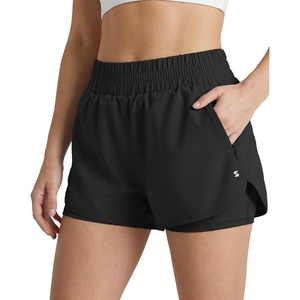 image:imageStelle 2 in 1 Womens Running Shorts High Waisted Athletic Workout Gym Short with Zip PocketsBlack