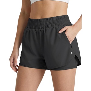 image:imageStelle 2 in 1 Womens Running Shorts High Waisted Athletic Workout Gym Short with Zip PocketsGrey