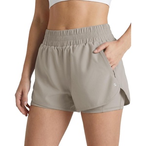 image:imageStelle 2 in 1 Womens Running Shorts High Waisted Athletic Workout Gym Short with Zip PocketsSandy Grey