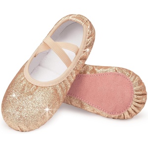 image:imageStelle Ballet Slippers for Girls Glitter Metallic Vegan Leather Full Sole  Ballet shoes for girls Ballerina slippers Crisscross elastic straps Suede full outsole Recitals CostumesGold Glitter