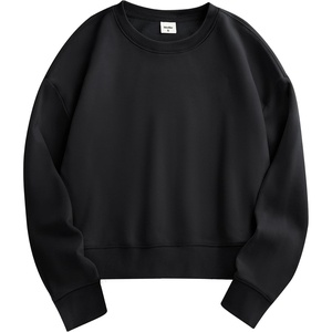 image:imageStelle Cropped Sweatshirts for Women Cotton Long Sleeve Crop Tops Crewneck Pullover Oversized SweaterBlack