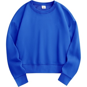 image:imageStelle Cropped Sweatshirts for Women Cotton Long Sleeve Crop Tops Crewneck Pullover Oversized SweaterElectric Blue