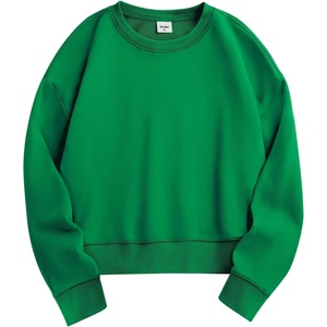 image:imageStelle Cropped Sweatshirts for Women Cotton Long Sleeve Crop Tops Crewneck Pullover Oversized SweaterKelly Green
