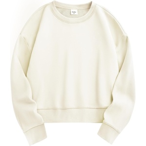 image:imageStelle Cropped Sweatshirts for Women Cotton Long Sleeve Crop Tops Crewneck Pullover Oversized SweaterOffwhite