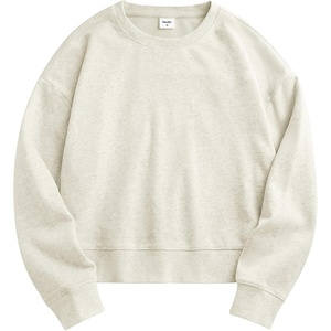 image:imageStelle Cropped Sweatshirts for Women Cotton Long Sleeve Crop Tops Crewneck Pullover Oversized SweaterStone Heather