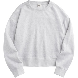 image:imageStelle Cropped Sweatshirts for Women Cotton Long Sleeve Crop Tops Crewneck Pullover Oversized SweaterUltra Light Grey