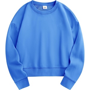 image:imageStelle Cropped Sweatshirts for Women Cotton Long Sleeve Crop Tops Crewneck Pullover Oversized SweaterVibrant Blue