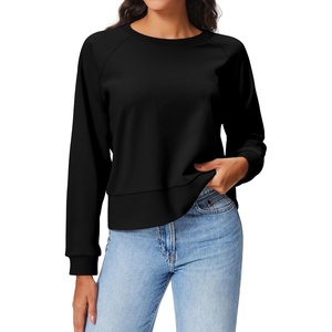 image:imageStelle Cropped Sweatshirts for Women Cotton Raglan Sleeve Crop Tops Crewneck Pullover Sweat ShirtsBlack