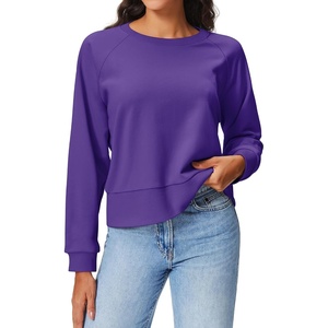 image:imageStelle Cropped Sweatshirts for Women Cotton Raglan Sleeve Crop Tops Crewneck Pullover Sweat ShirtsPurple