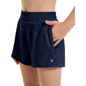 image:imageStelle Girls Athletic Shorts with Builtin Liner Zipper Pockets High Elastic Waist Running Shorts for Teen Youth GirlsNavy