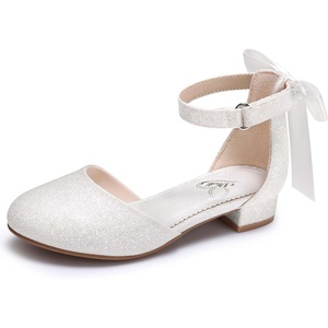 image:imageStelle Girls Dress Shoes Closed Toe Heels Ankle Strap Pumps Sandals Flower Wedding Party Princess Shoes for Toddler Little Big KidWhite Glitter